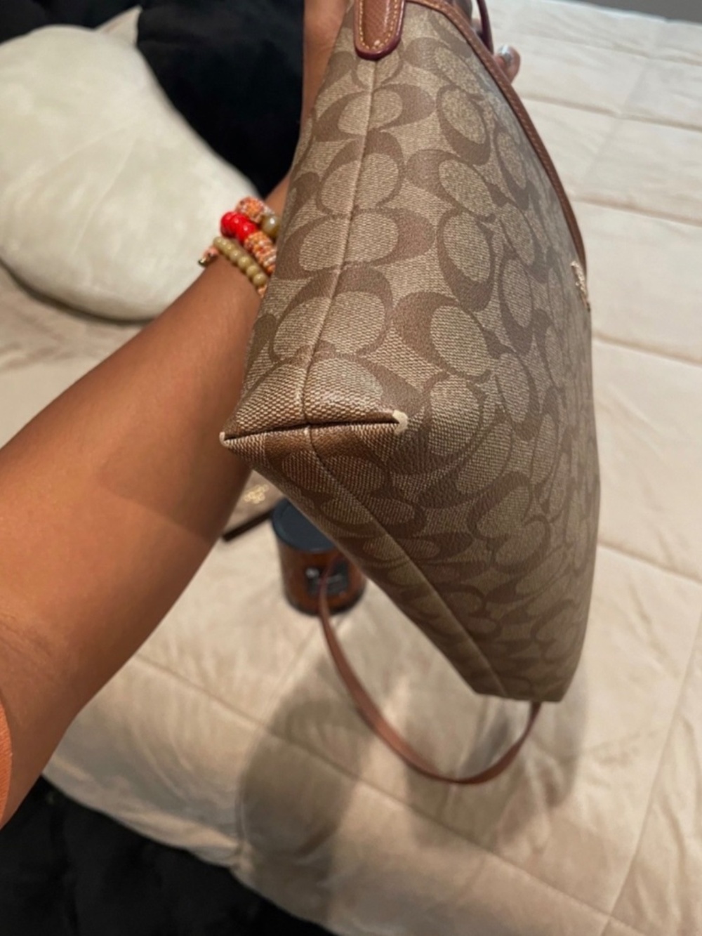 Coach Brown Leather Canvas Crossbody Bag Matching Wallet Signature Print Unisex - Picture 6 of 15